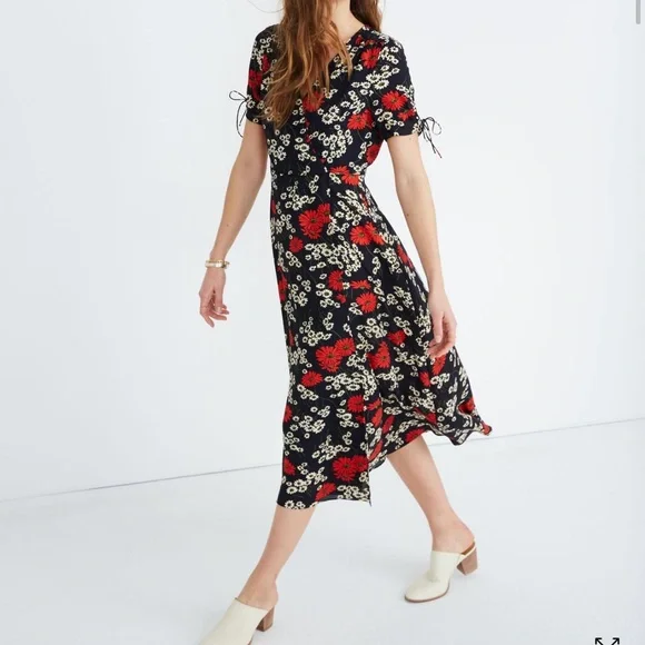 Madewell Hillside Daisies Peekaboo Sleeve Midi Dress - Picture 9 of 11